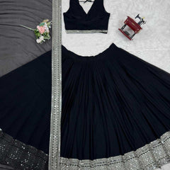 Faux Georgette RIN162 Lehengas Wholesale Fancy Lehenga Floral Lehenga Sequins Lehenga