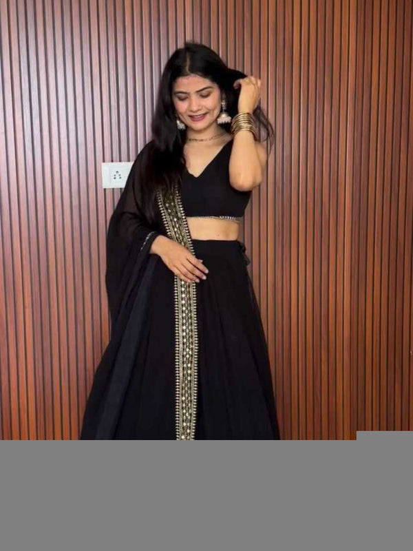 Faux Georgette RIN162 Lehengas Wholesale Fancy Lehenga Floral Lehenga Sequins Lehenga