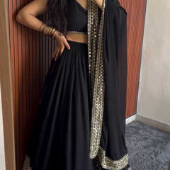 Faux Georgette RIN162 Lehengas Wholesale Fancy Lehenga Floral Lehenga Sequins Lehenga