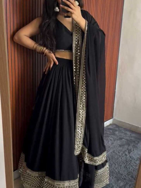 Faux Georgette RIN162 Lehengas Wholesale Fancy Lehenga Floral Lehenga Sequins Lehenga