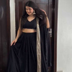 Faux Georgette RIN162 Lehengas Wholesale Fancy Lehenga Floral Lehenga Sequins Lehenga