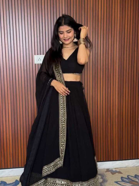 Faux Georgette RIN162 Lehengas Wholesale Fancy Lehenga Floral Lehenga Sequins Lehenga