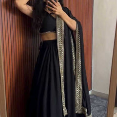 Faux Georgette RIN162 Lehengas Wholesale Fancy Lehenga Floral Lehenga Sequins Lehenga