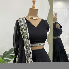 Faux Georgette RIN162 Lehengas Wholesale Fancy Lehenga Floral Lehenga Sequins Lehenga