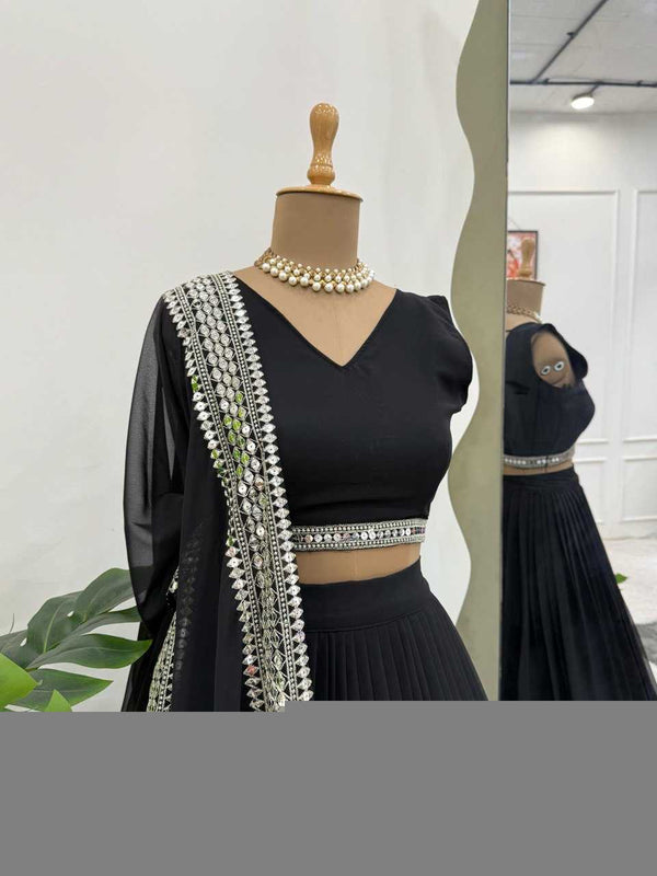 Faux Georgette RIN162 Lehengas Wholesale Fancy Lehenga Floral Lehenga Sequins Lehenga