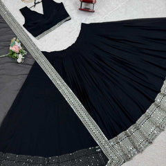 Faux Georgette RIN162 Lehengas Wholesale Fancy Lehenga Floral Lehenga Sequins Lehenga