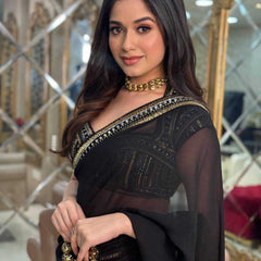 Faux Georgette RIN215 468 Sarees Bollywood Collections Wholesale Fancy Sarees Embroidered Sarees Lace Border Sarees Jannat Zubair Rahmani