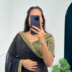 Faux Georgette RIN215 468 Sarees Bollywood Collections Wholesale Fancy Sarees Embroidered Sarees Lace Border Sarees Jannat Zubair Rahmani