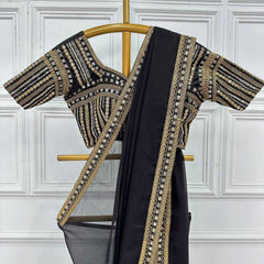 Faux Georgette RIN215 468 Sarees Bollywood Collections Wholesale Fancy Sarees Embroidered Sarees Lace Border Sarees Jannat Zubair Rahmani