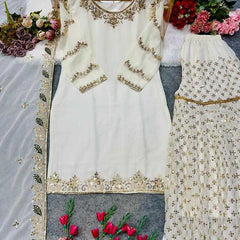 Faux Georgette RIN222 252 Suits & Dresses Wedding Collections Festive Collections Wholesale Sharara Salwar Suits Georgette Suit Embroidered