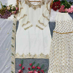 Faux Georgette RIN222 252 Suits & Dresses Wedding Collections Festive Collections Wholesale Sharara Salwar Suits Georgette Suit Embroidered