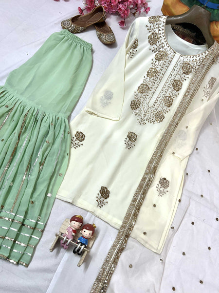 Faux Georgette Suits & Dresses Wholesale Ladies Suits Embroidery Suits Palazzo Suit