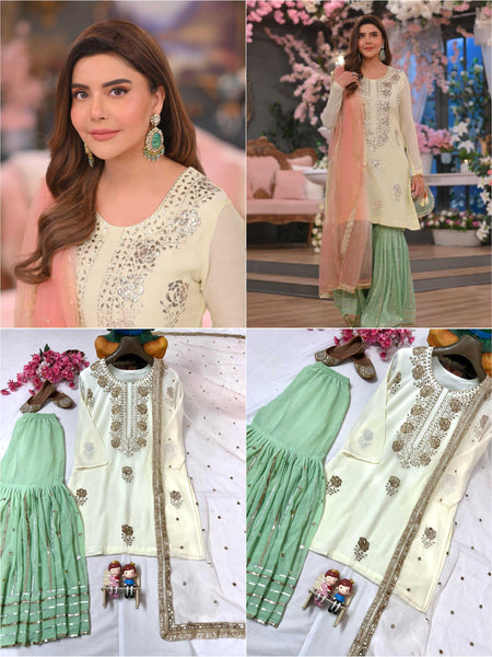 Faux Georgette Suits & Dresses Wholesale Ladies Suits Embroidery Suits Palazzo Suit