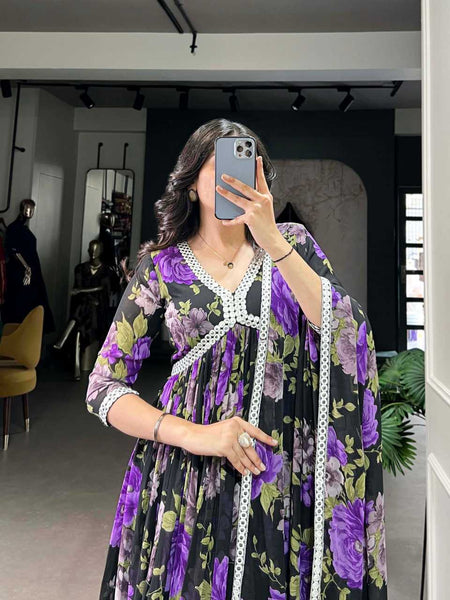 Georgette KESH134 5040 Gowns Wholesale Printed Gowns Anarkali Gown Floral Print Gowns