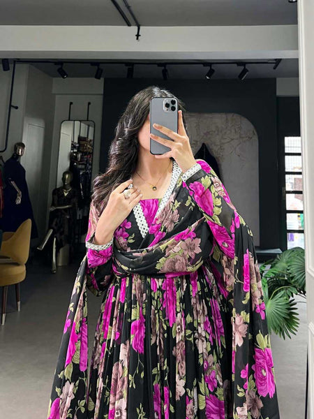 Georgette KESH134 5040 Gowns Wholesale Printed Gowns Anarkali Gown Floral Print Gowns