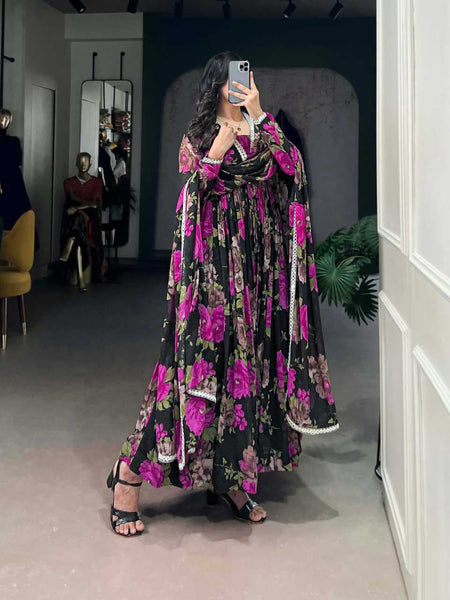 Georgette KESH134 5040 Gowns Wholesale Printed Gowns Anarkali Gown Floral Print Gowns