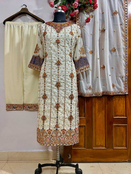 Georgette KESH492 1342 Suits & Dresses Wholesale Ladies Suits Embroidery Suits Palazzo Suit Zari Work Suit