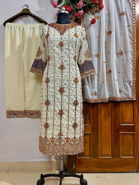 Georgette KESH492 1342 Suits & Dresses Wholesale Ladies Suits Embroidery Suits Palazzo Suit Zari Work Suit