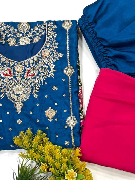 Georgette KESH492 1342 Suits & Dresses Wholesale Ladies Suits Embroidery Suits Palazzo Suit Zari Work Suit