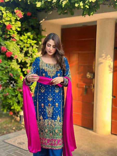 Georgette KESH492 1344 Suits & Dresses Wholesale Ladies Suits Embroidery Suits Zari Work Suit Punjabi Suit