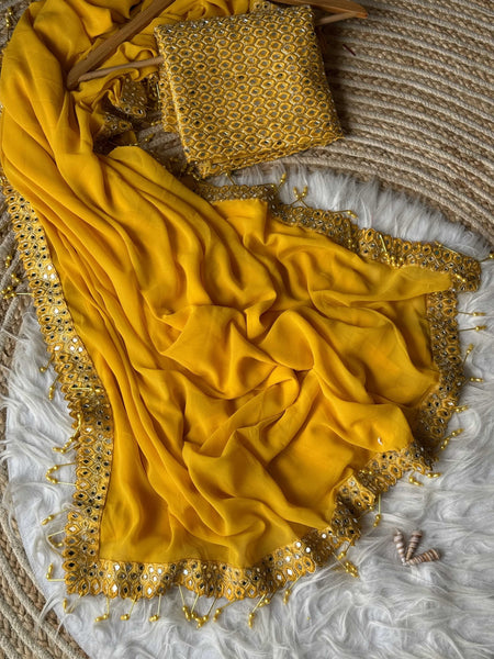 GEORGETTE RIN112 ALPA SAREES BOLLYWOOD SAREES WHOLESALE PARTY WEAR GEORGETTE EMBROIDERED LACE BORDER ALIA BHATT SHILPA SHETTY SAREES