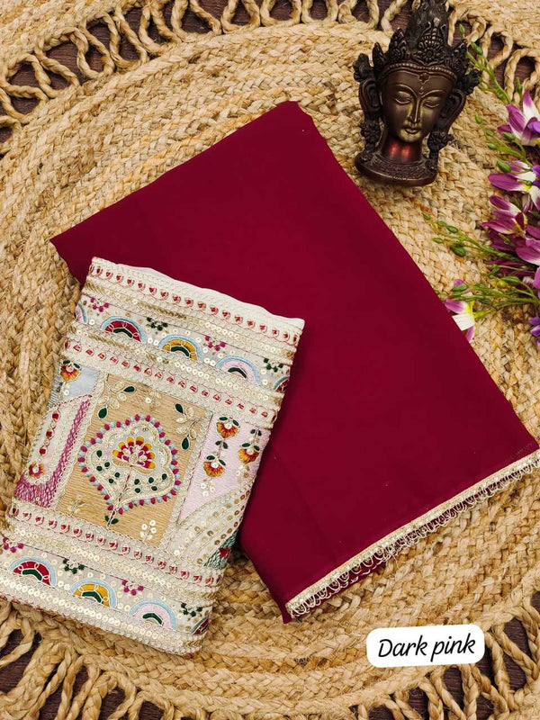 Georgette RIN118 222 Sarees Wedding Collections Festive Collections Wholesale Designer Sarees Georgette Sarees Embroidered Sarees