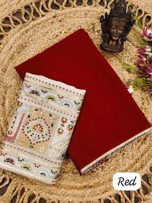 Georgette RIN118 222 Sarees Wedding Collections Festive Collections Wholesale Designer Sarees Georgette Sarees Embroidered Sarees