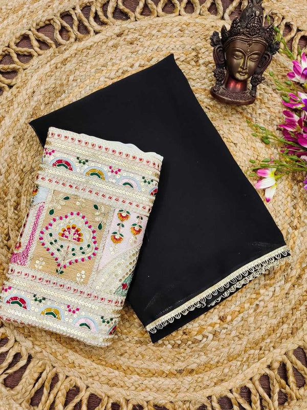 Georgette RIN118 222 Sarees Wedding Collections Festive Collections Wholesale Designer Sarees Georgette Sarees Embroidered Sarees