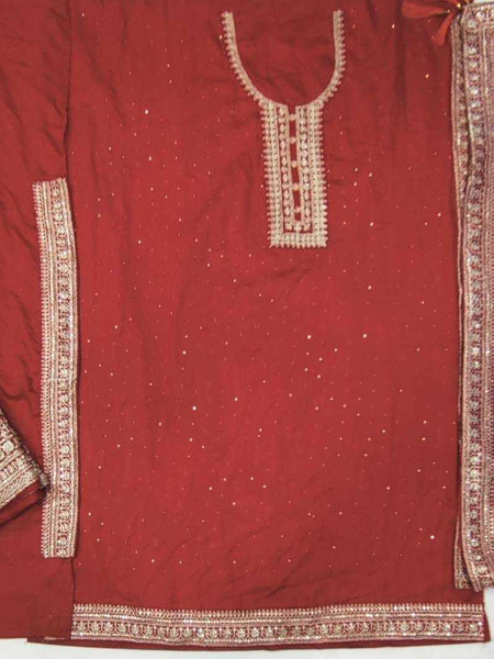 GEORGETTE RIN131 17521 SUITS & DRESSES WHOLESALE EMBROIDERY GEORGETTE SEMI STITCHED RED PRACHI DESAI SUITS