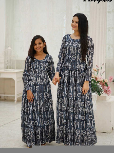 Georgette RIN131 DIVISHA -2 Gowns Kids Wear Mother & Daughter Combo Wholesale Printed Gowns Fancy Gowns Long Gowns