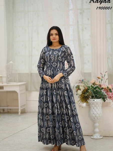 Georgette RIN131 DIVISHA -2 Gowns Kids Wear Mother & Daughter Combo Wholesale Printed Gowns Fancy Gowns Long Gowns