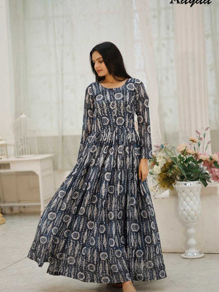 Georgette RIN131 DIVISHA -2 Gowns Kids Wear Mother & Daughter Combo Wholesale Printed Gowns Fancy Gowns Long Gowns
