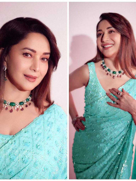 Georgette RIN151 5210 Bollywood Collections Wholesale Madhuri Dixit Sarees