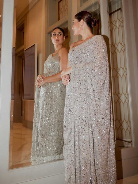 GEORGETTE RIN151 5394 SAREES WHOLESALE DESIGNER PARTY WEAR SEQUENCE SAREES