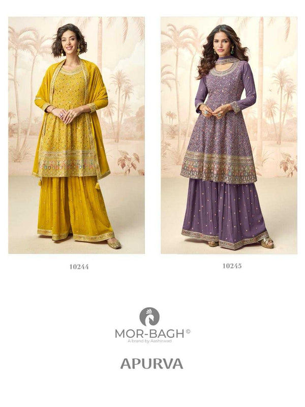 Georgette RIN184 AASHIRWAD-MOR BAGH Suits & Dresses Wedding Collections Festive Collections Wholesale Sharara Salwar Suits Georgette Suit Wedding Suits