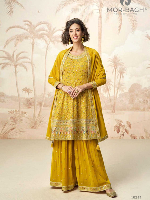 Georgette RIN184 AASHIRWAD-MOR BAGH Suits & Dresses Wedding Collections Festive Collections Wholesale Sharara Salwar Suits Georgette Suit Wedding Suits