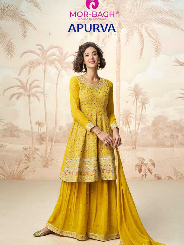 Georgette RIN184 AASHIRWAD-MOR BAGH Suits & Dresses Wedding Collections Festive Collections Wholesale Sharara Salwar Suits Georgette Suit Wedding Suits