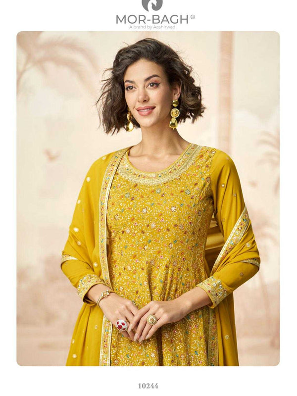 Georgette RIN184 AASHIRWAD-MOR BAGH Suits & Dresses Wedding Collections Festive Collections Wholesale Sharara Salwar Suits Georgette Suit Wedding Suits