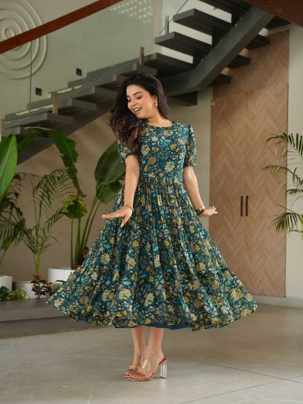 Georgette RIN197 4521 Gowns Wholesale Printed Gowns Party Gowns Designer Gowns