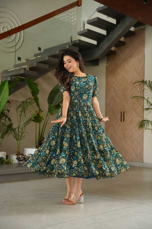 Georgette RIN197 4521 Gowns Wholesale Printed Gowns Party Gowns Designer Gowns