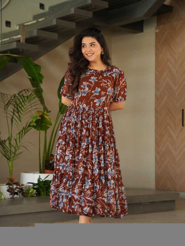 Georgette RIN197 4521 Gowns Wholesale Printed Gowns Party Gowns Designer Gowns