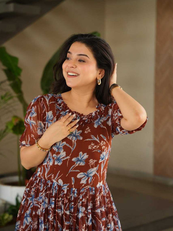 Georgette RIN197 4521 Gowns Wholesale Printed Gowns Party Gowns Designer Gowns