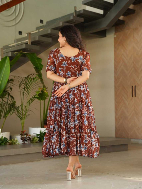 Georgette RIN197 4521 Gowns Wholesale Printed Gowns Party Gowns Designer Gowns