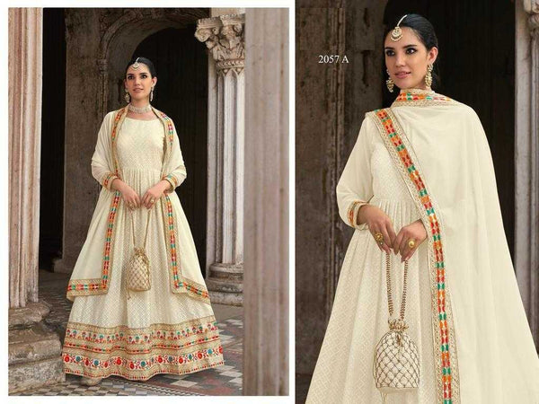 Georgette RIN197 CHAMAR Gowns Wholesale Printed Gowns Embroidery Gowns Anarkali Gown