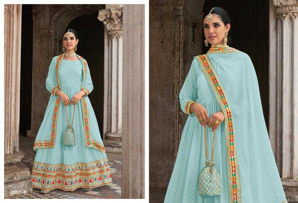 Georgette RIN197 CHAMAR Gowns Wholesale Printed Gowns Embroidery Gowns Anarkali Gown