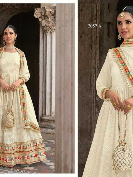Georgette RIN197 CHAMAR Gowns Wholesale Printed Gowns Embroidery Gowns Anarkali Gown