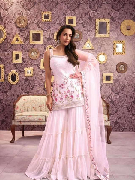 Georgette RIN197 MALAIKA ARORA-001 Suits & Dresses Wedding Collections Bollywood Collections Wholesale Georgette Suit Malaika Arora Sarees Designer Suits