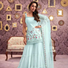 Georgette RIN197 MALAIKA ARORA-001 Suits & Dresses Wedding Collections Bollywood Collections Wholesale Georgette Suit Malaika Arora Sarees Designer Suits
