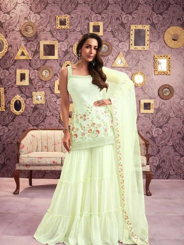 Georgette RIN197 MALAIKA ARORA-001 Suits & Dresses Wedding Collections Bollywood Collections Wholesale Georgette Suit Malaika Arora Sarees Designer Suits