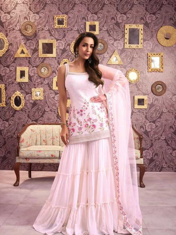 Georgette RIN197 MALAIKA ARORA-001 Suits & Dresses Wedding Collections Bollywood Collections Wholesale Georgette Suit Malaika Arora Sarees Designer Suits